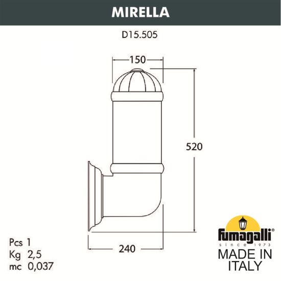 Настенный уличный светильник Fumagalli Mirella D15.505.000.BYF1R