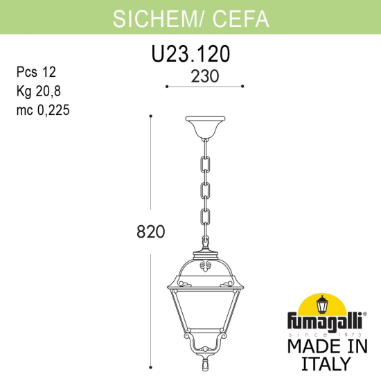 Подвесной уличный светильник Fumagalli SICHEM Cefa U23.120.000.VYF1R
